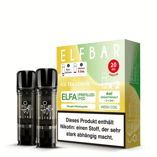2x Elfbar Elfa Einweg Pod - Ice Tea Lemon - 20mg Nikotinsalz 2ml